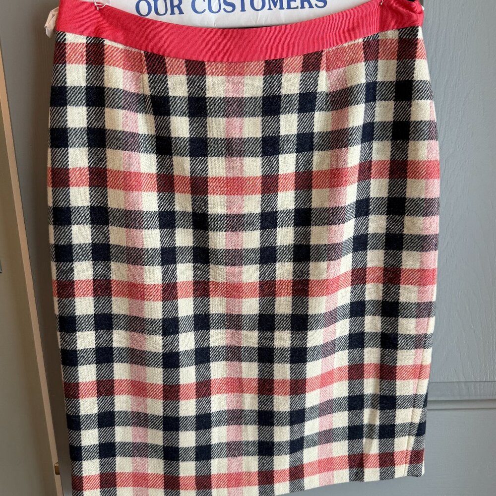 Boden wool plaid gingham knee length pencil skirt - size 8